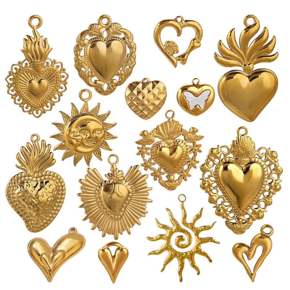 5pcs Stainless Steel Heart Sun - đánh giá và giá Jewelry Making Materials Wholesale