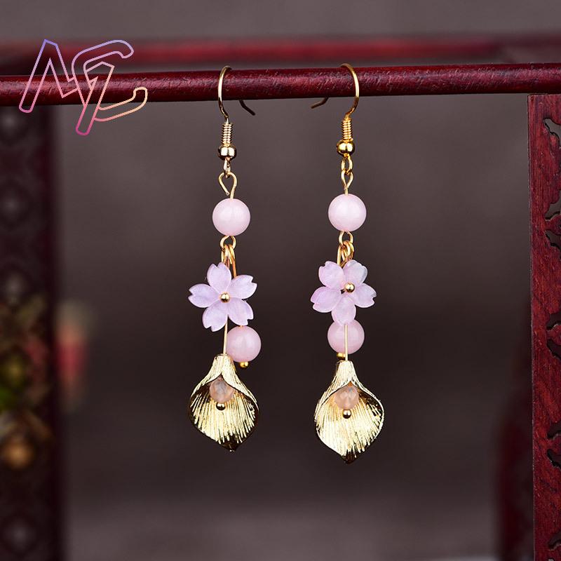 Pink Natural Jade Flower Earri - đánh giá và giá Jewelry Making Jewelry