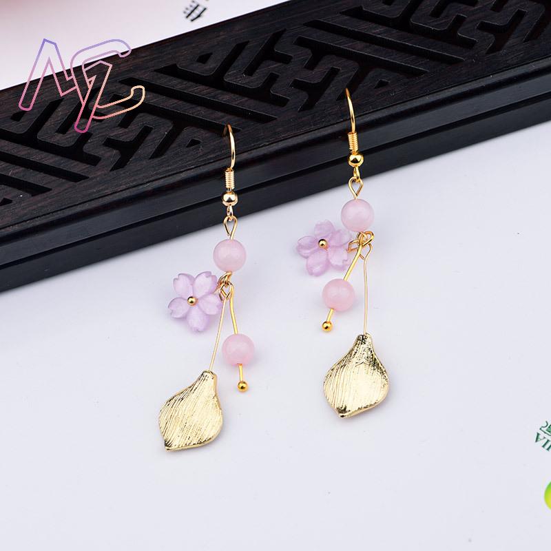 Pink Natural Jade Flower Earri - đánh giá và giá Jewelry Making Jewelry